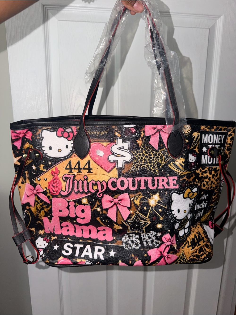 Juicy Couture Black & Pink Hello Kitty Graphic Tote